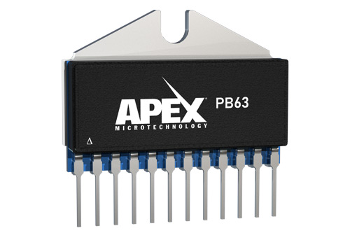 Apex Microtechnology's PB63, a 1,000V/µs, 1MHz Power Bandwidth, Dual Channel Power Booster Amplifier